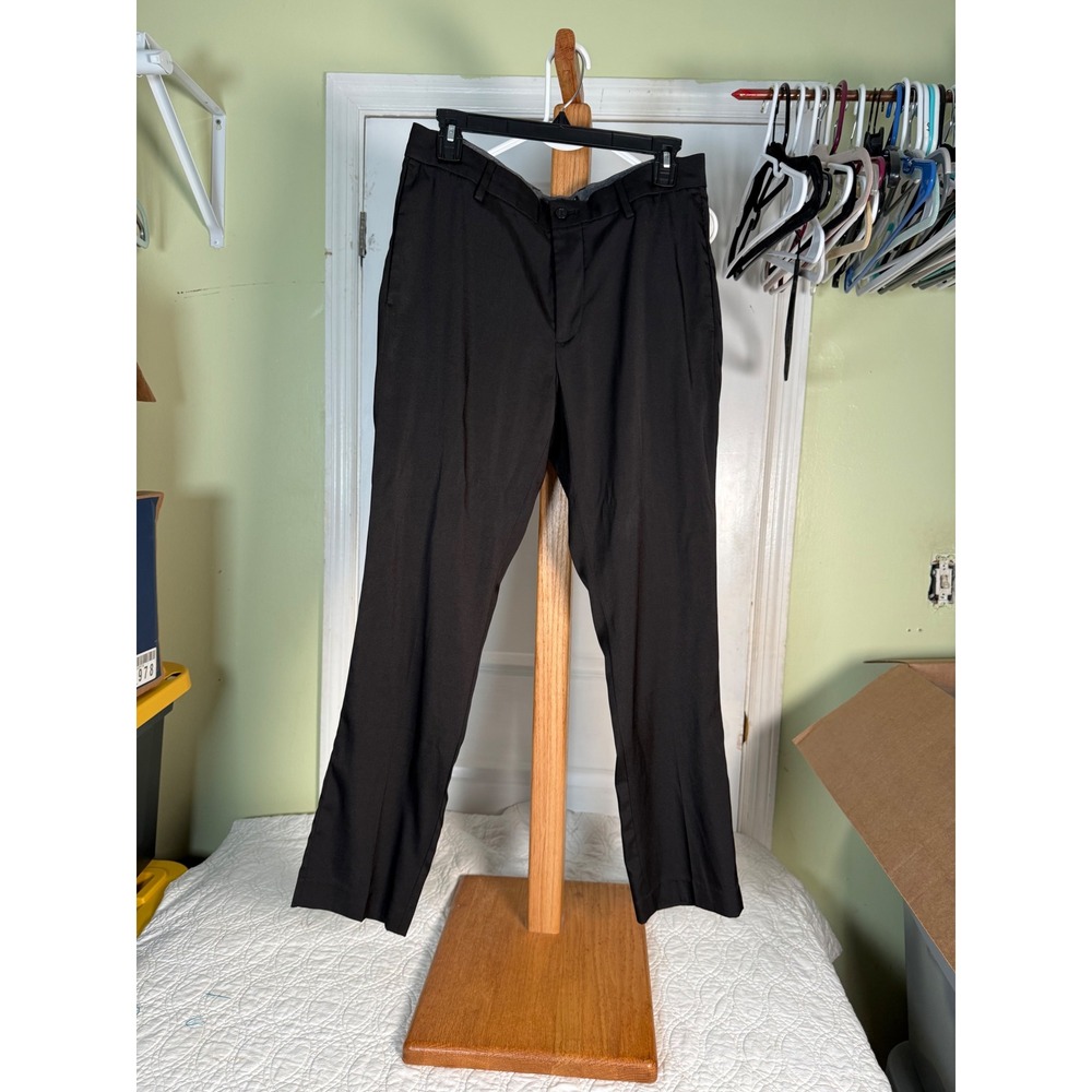 Tahari Mens Black Dress Pants Flat Front Straight Leg Trousers 38x30